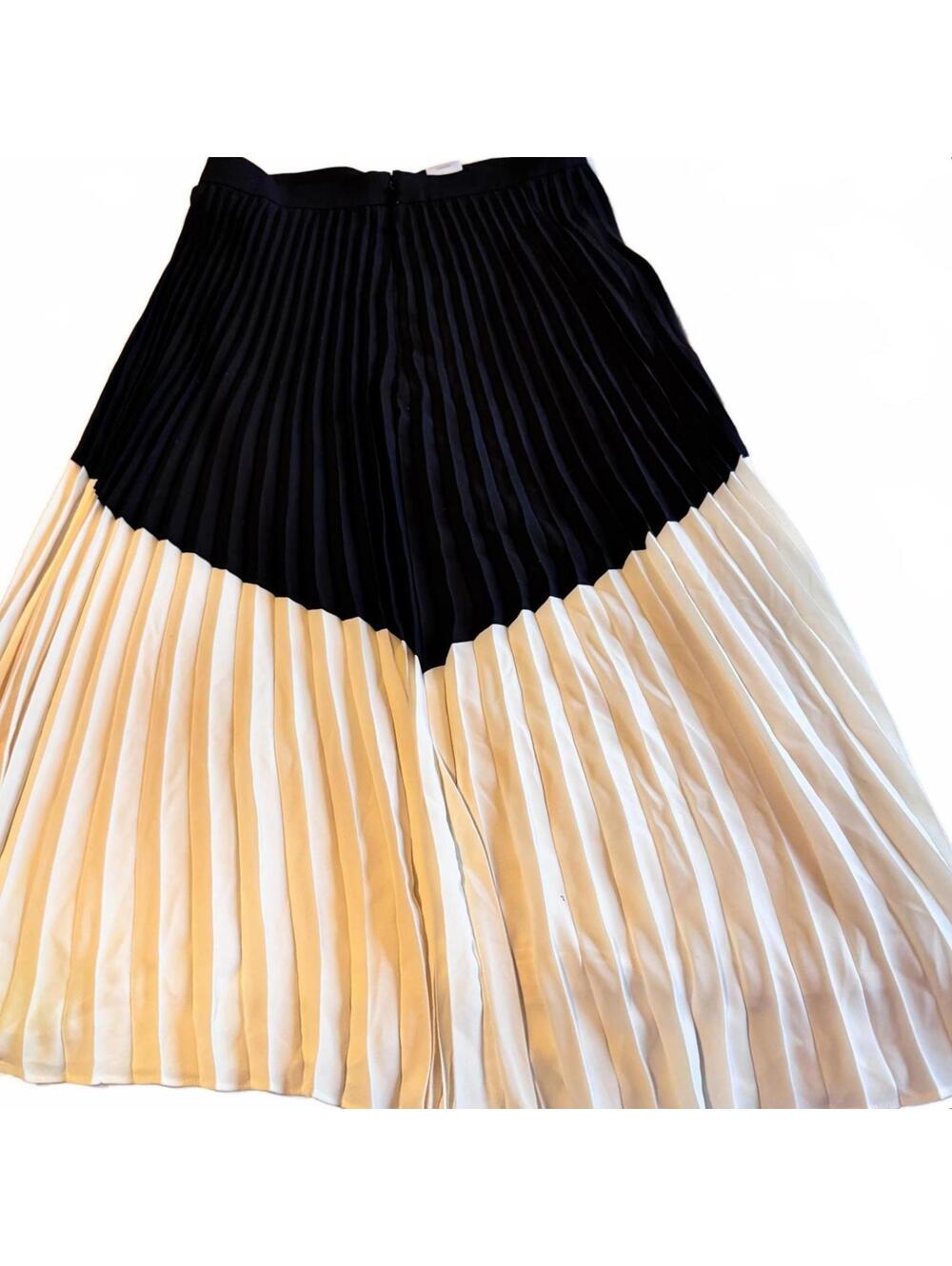 Express Pleated Midi Skirt Black and cream size Small